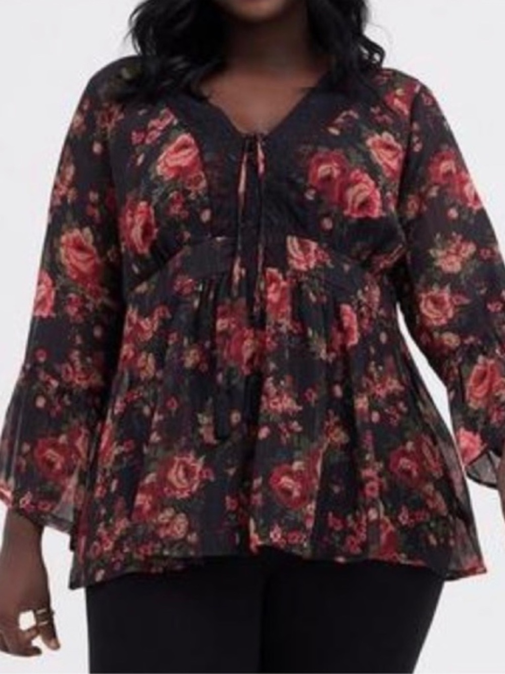 Chiffon Lurex Sheer Blouse Babydoll - NEW - NEVER WORN